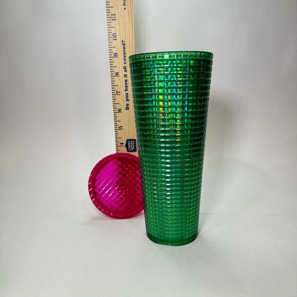 Starbucks Insulated Traveler Tumbler Green Hot Pink Screw On Lid 24 oz, No Straw - Picture 1 of 5